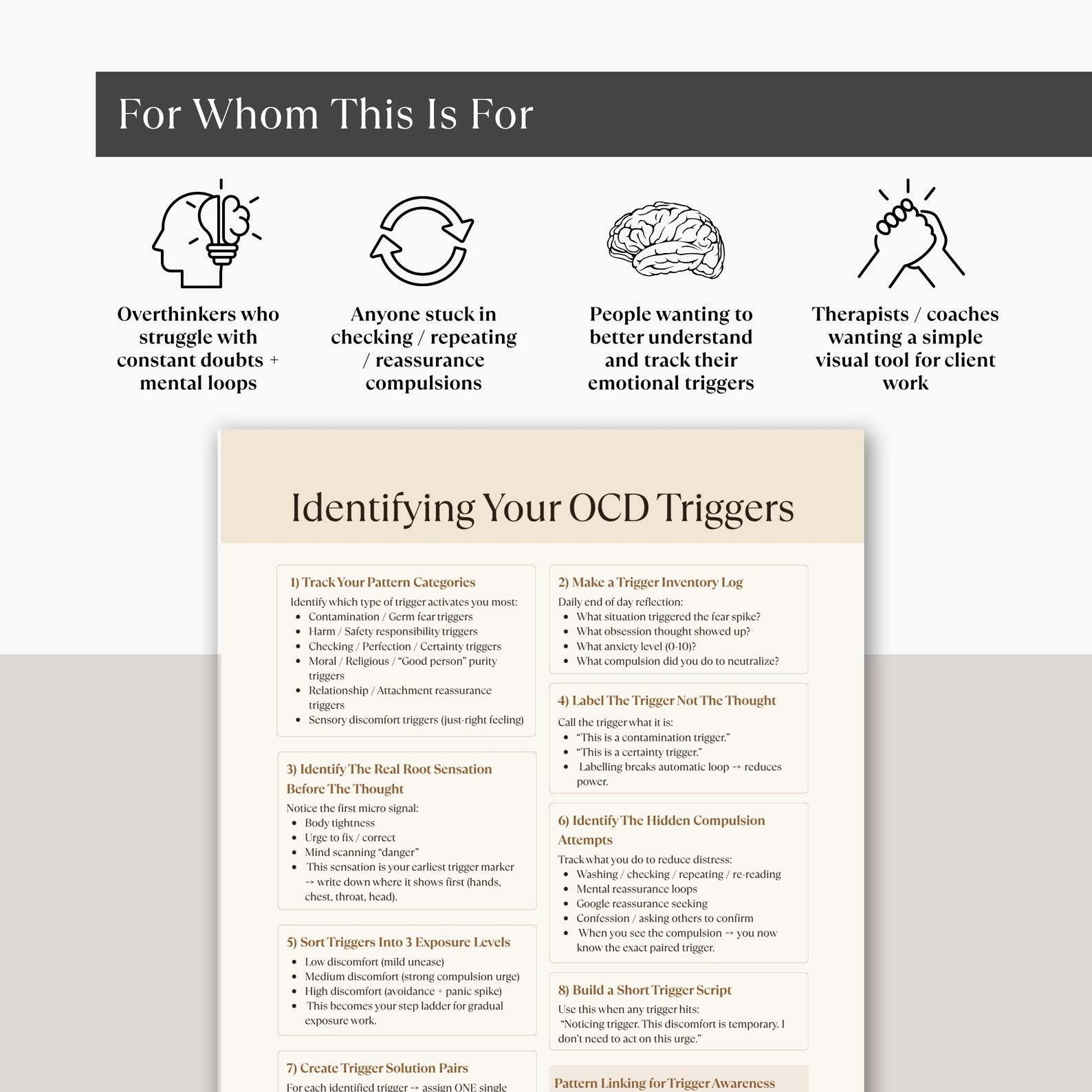 OCD Trigger Identification Cheat Sheet, Intrusive Thoughts and Anxiety ...