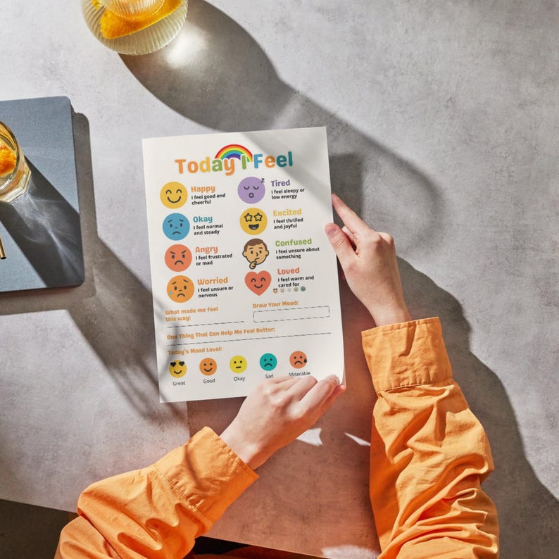 Mood Tracker for Kids, Feelings Chart Printable for Emotional Learning ...