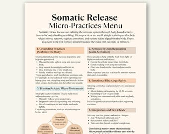 Somatic Release Printable, Nervous System Regulation and Emotional Healing PDF Guide