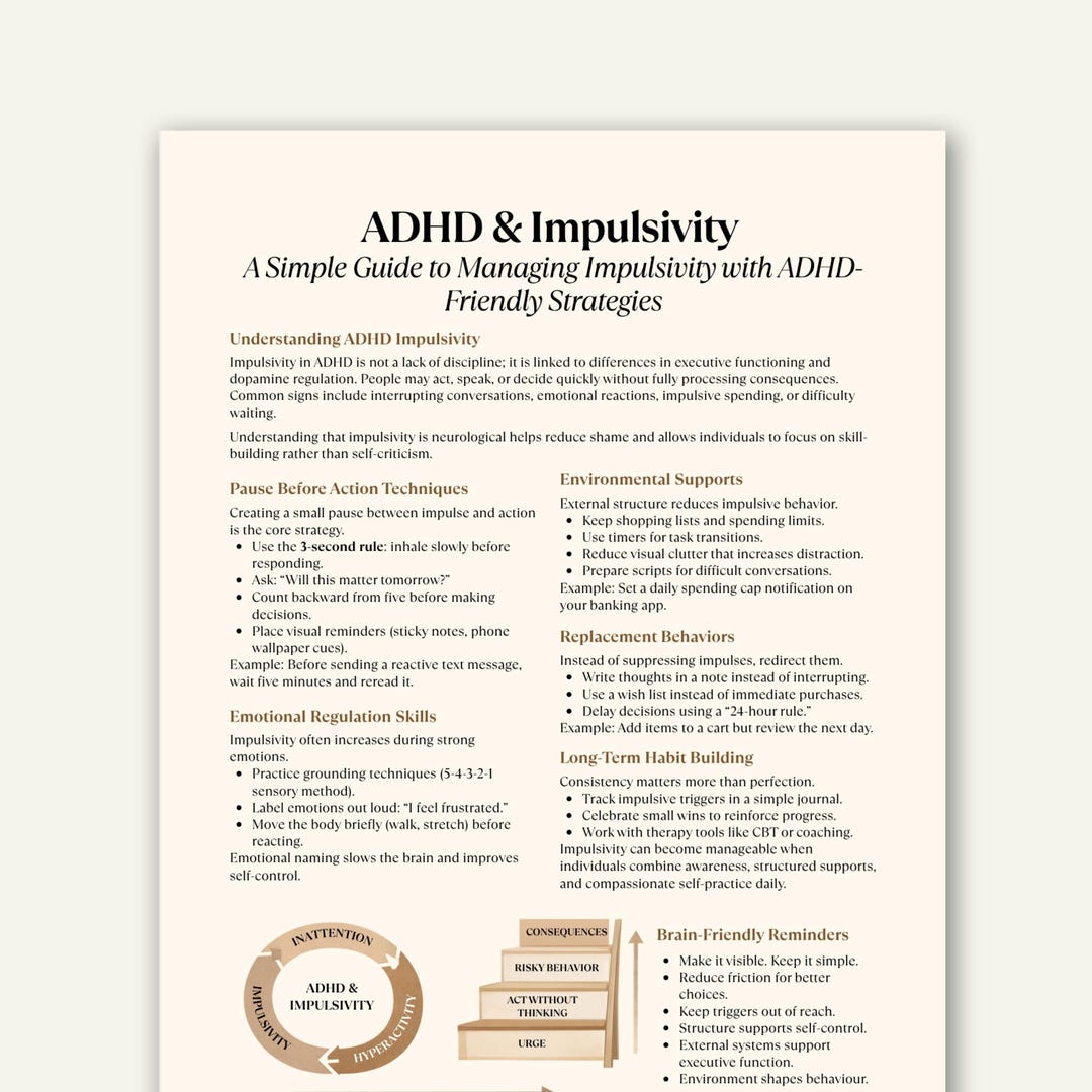 Adhd Impulsivity Support.pdf ADHD Impulsivity Cheat Sheet Printable, Emotional Regulation Tools for ...