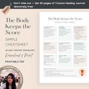 The Body Keeps the Score Trauma Recovery Cheatsheet: PTSD Symptoms, Somatic Therapy, Polyvagal Theory & Nervous System Regulation Guide