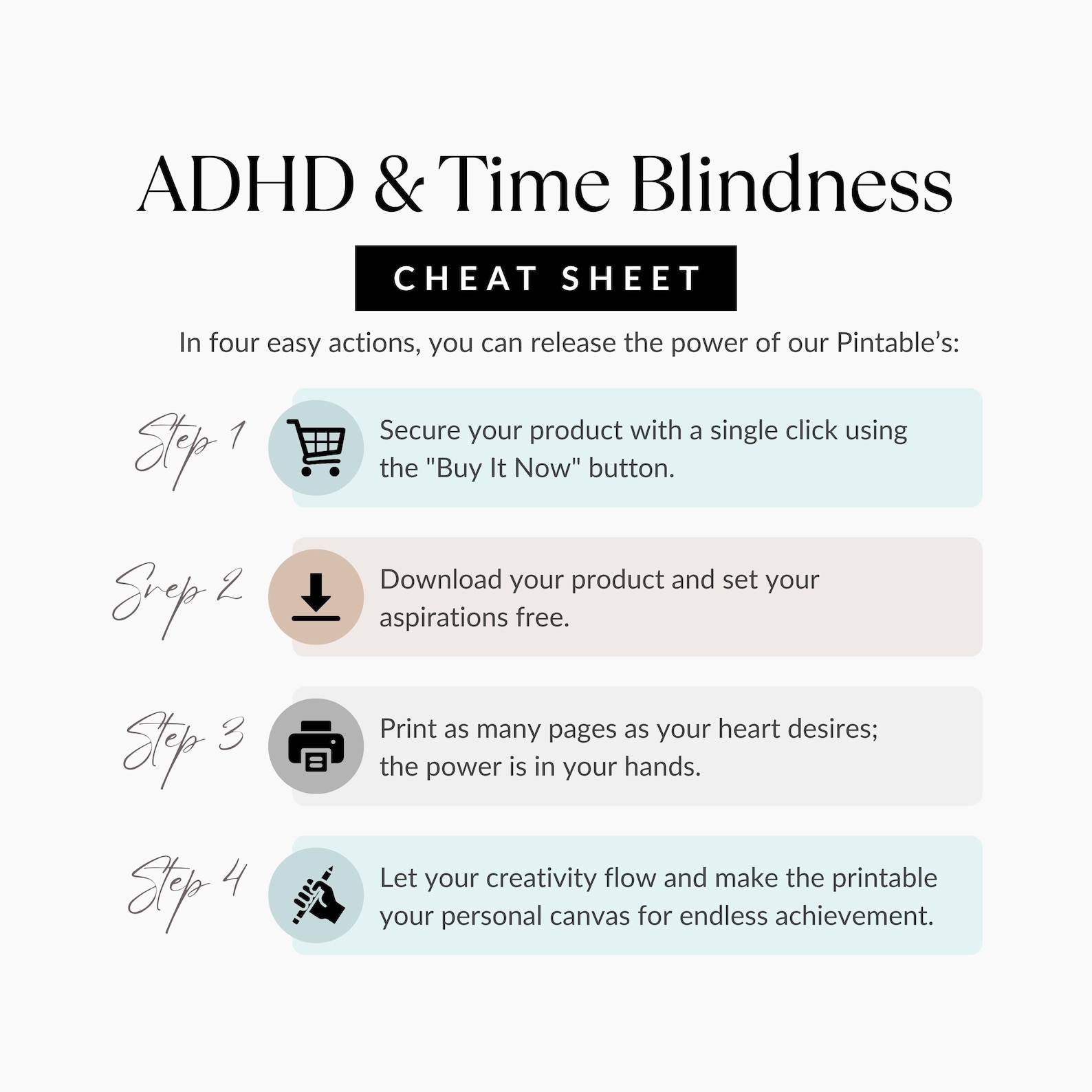ADHD Time Blindness Cheat Sheet, Time Management Printable for Adults ...
