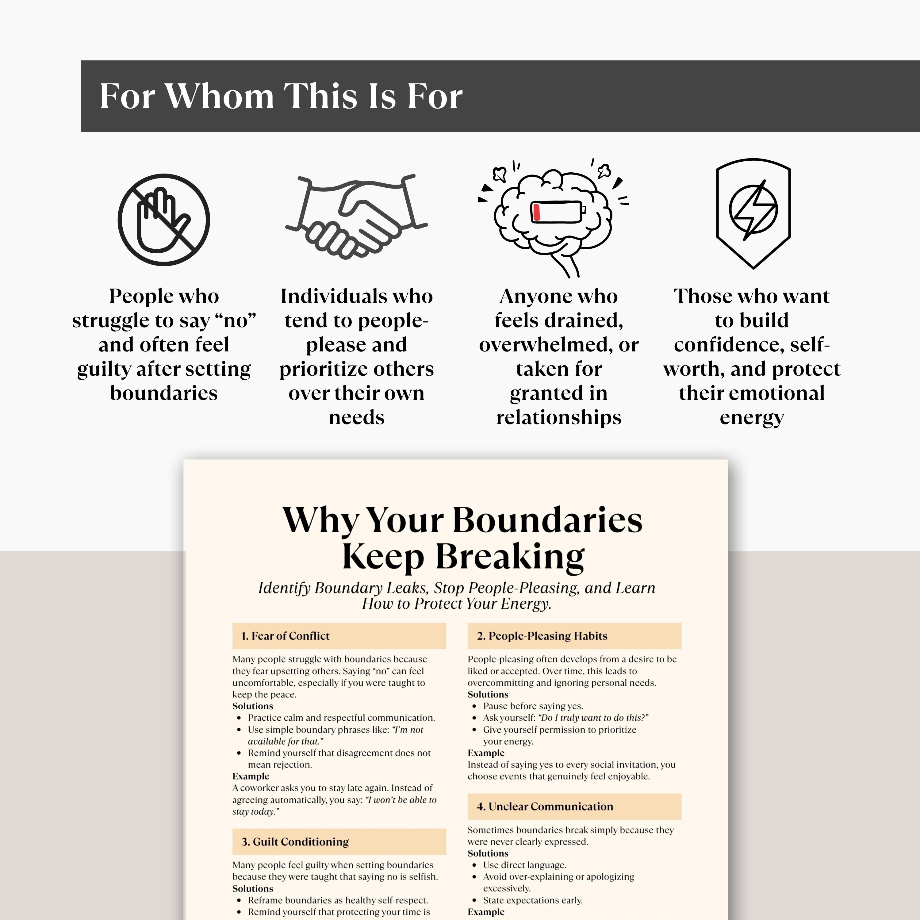 Boundaries Cheat Sheet Printable, Stop People Pleasing, Build Self ...