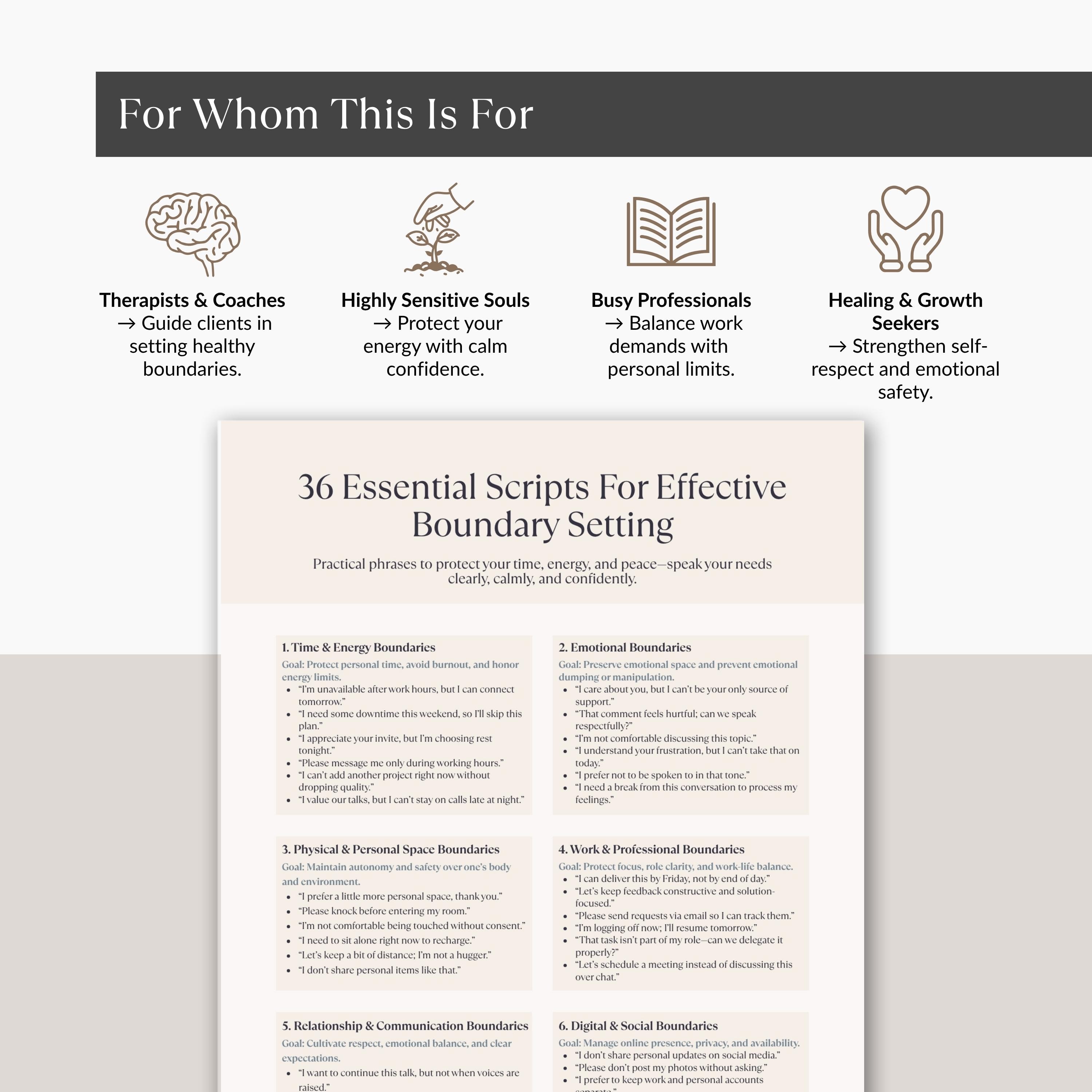 Boundary Setting Scripts Printable, Self Care Communication Cheat Sheet ...
