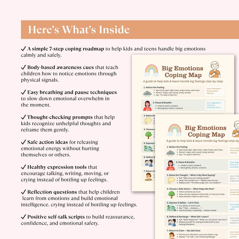 Big Emotions Coping Map, Coping Skills for Kids Emotional Regulation ...