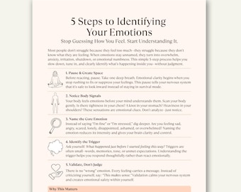 Emotion Identification Cheat Sheet, 5 Steps to Understand Feelings and Emotional Awareness