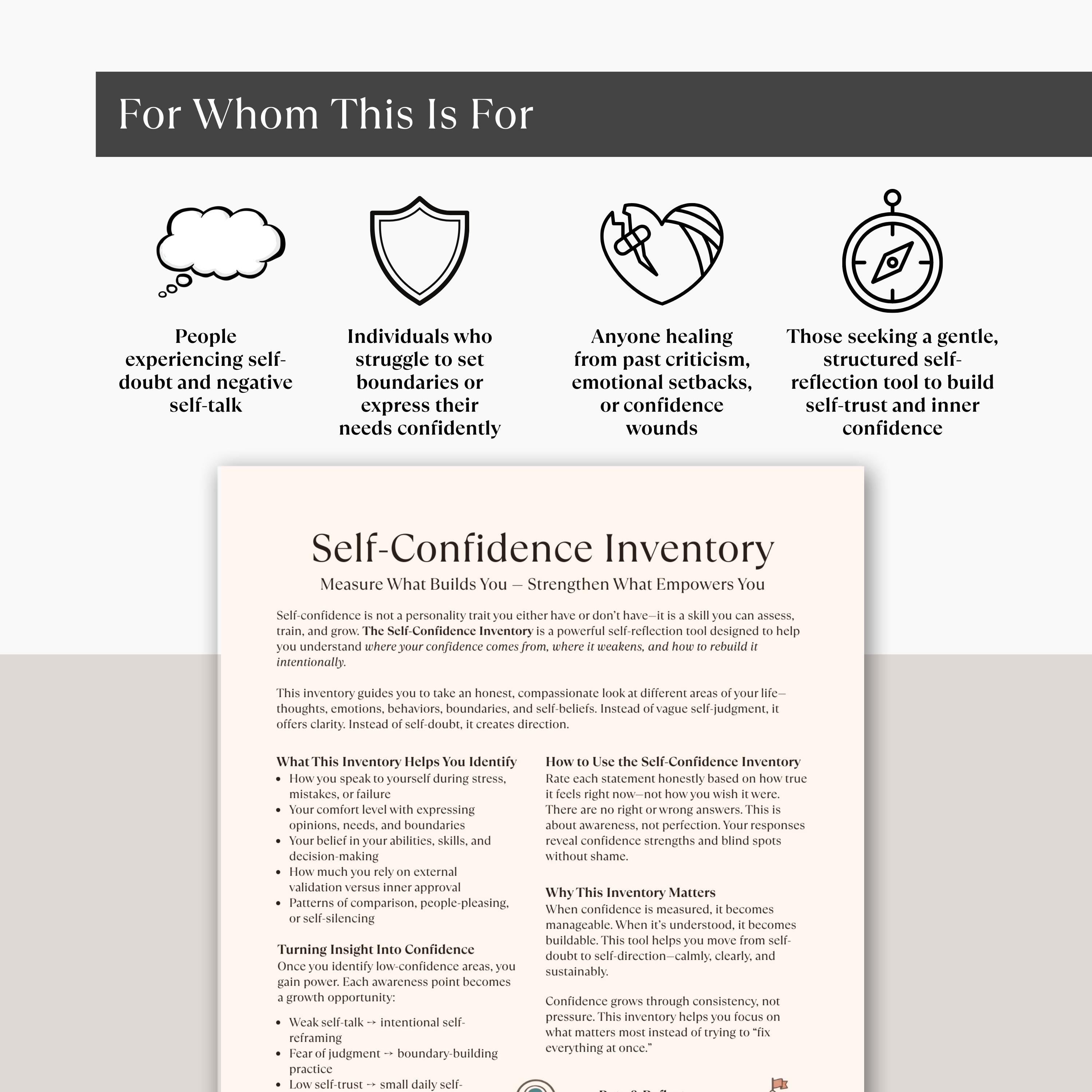 Self Confidence Inventory Cheat Sheet, Self Trust Building Printable - Etsy