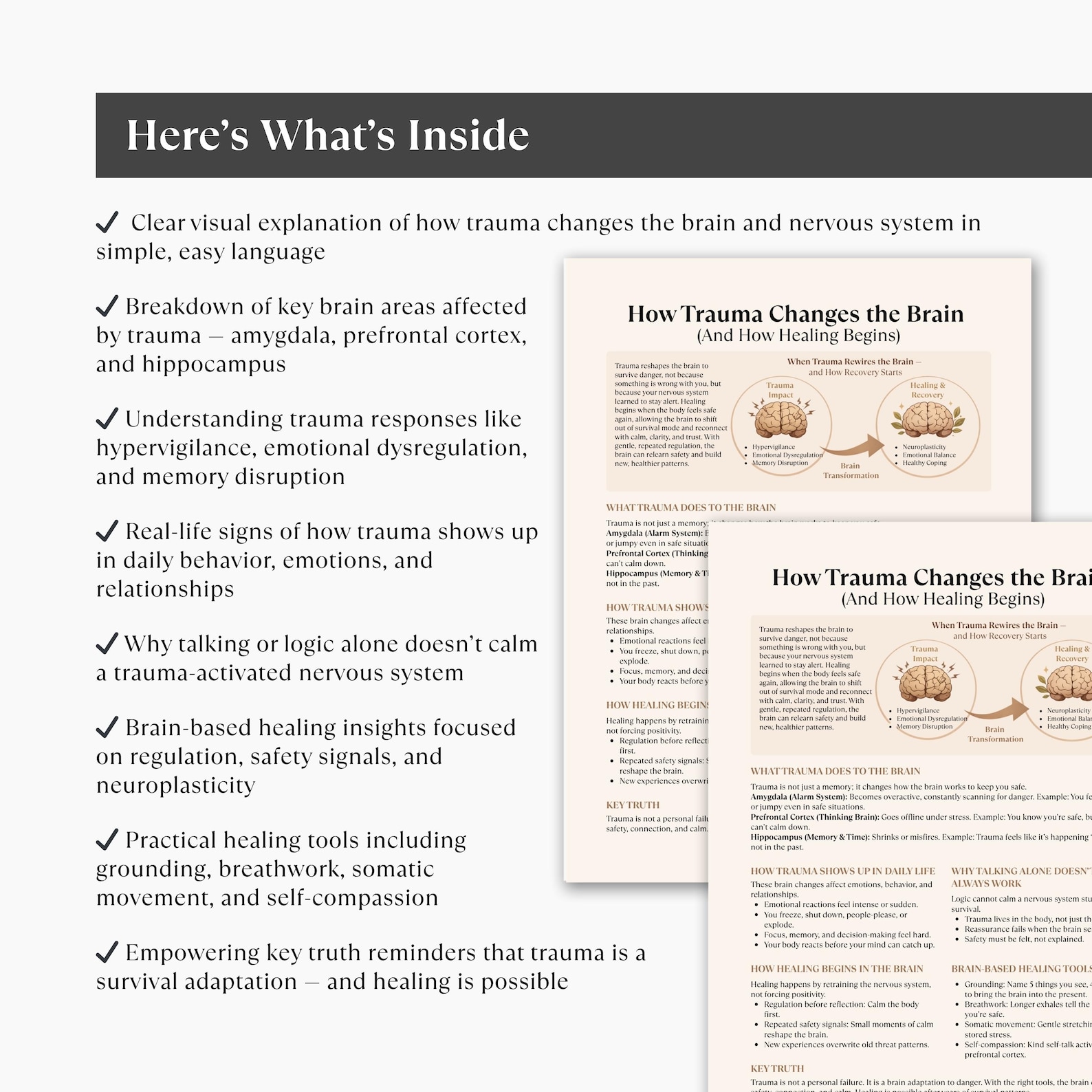 How Trauma Changes the Brain Cheat Sheet, Trauma Healing Guide, Nervous ...