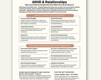 Hoja de referencia para relaciones con TDAH, hoja de trabajo para terapia de pareja (PDF)