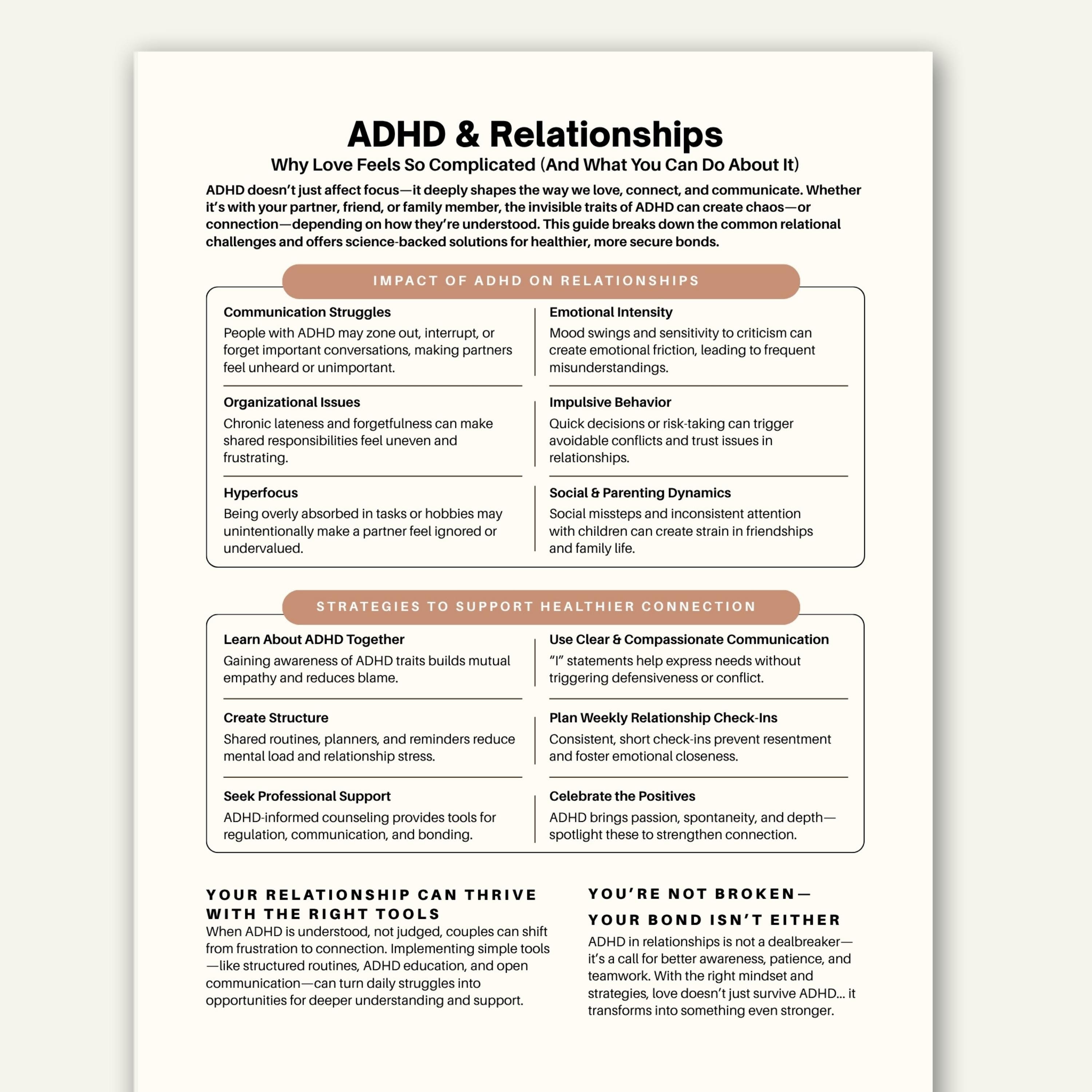 ADHD Relationships Cheat Sheet, Couples Therapy Worksheet (PDF) - Etsy