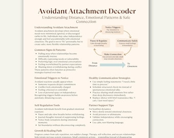 Avoidant Attachment Cheat Sheet Printable, Attachment Style Guide, Relationship Healing Tool, Therapy PDF Download