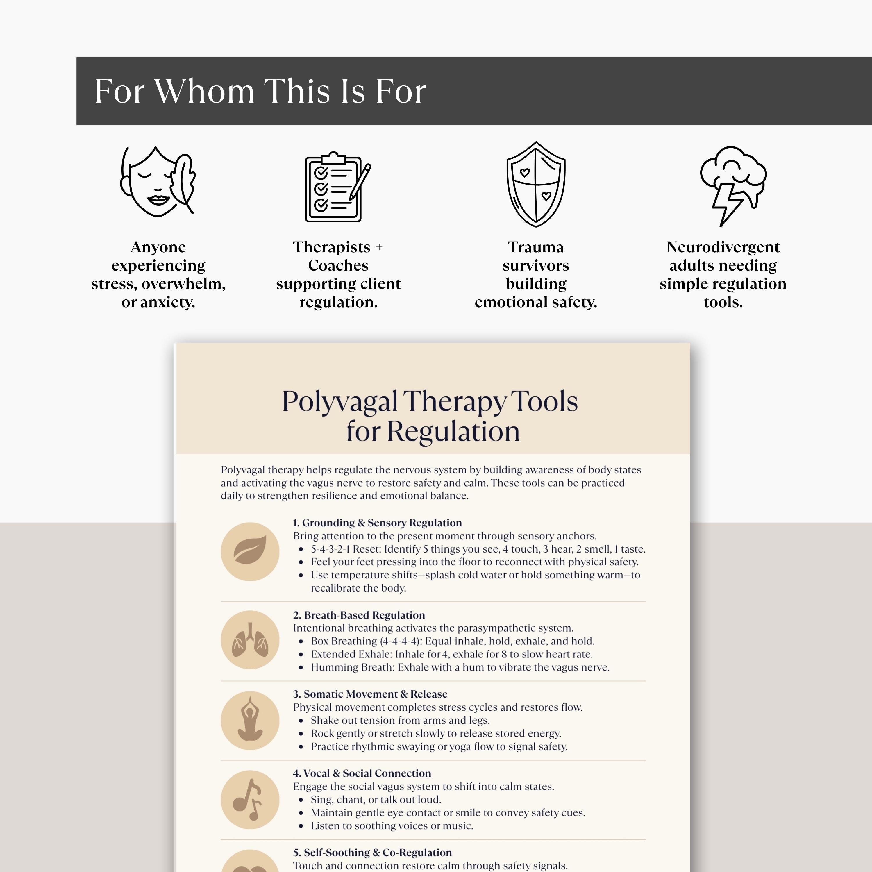 Polyvagal Therapy Nervous System Regulation Cheat Sheet, Vagus Nerve ...