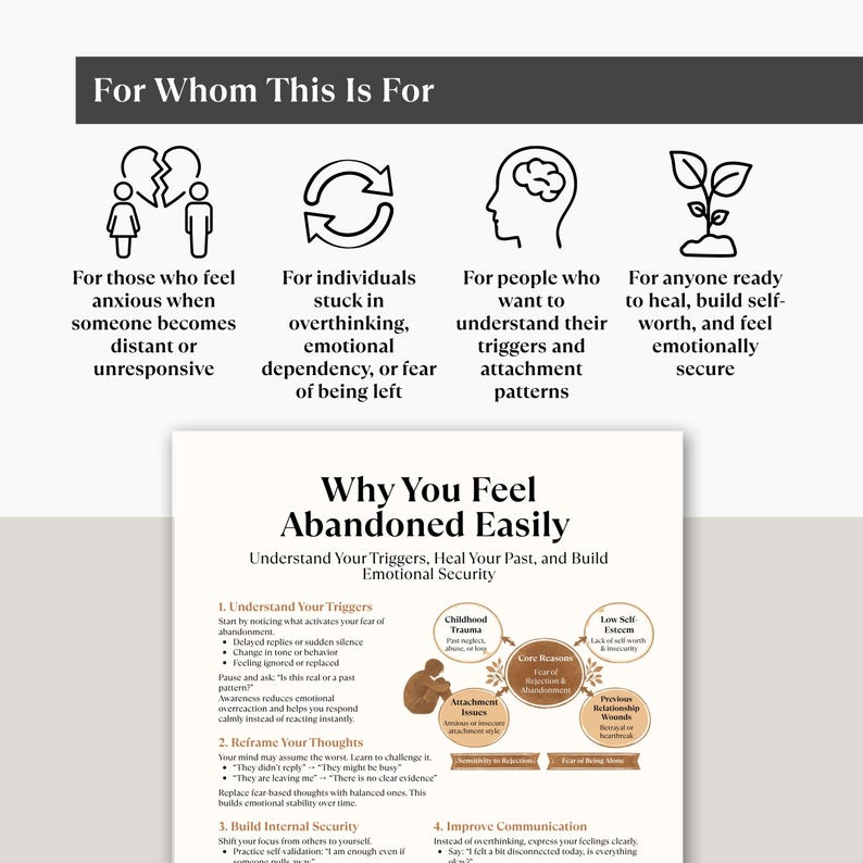Abandonment Issues Cheat Sheet Printable, Fear of Abandonment, Attachment Style, Emotional Healing Guide image 4