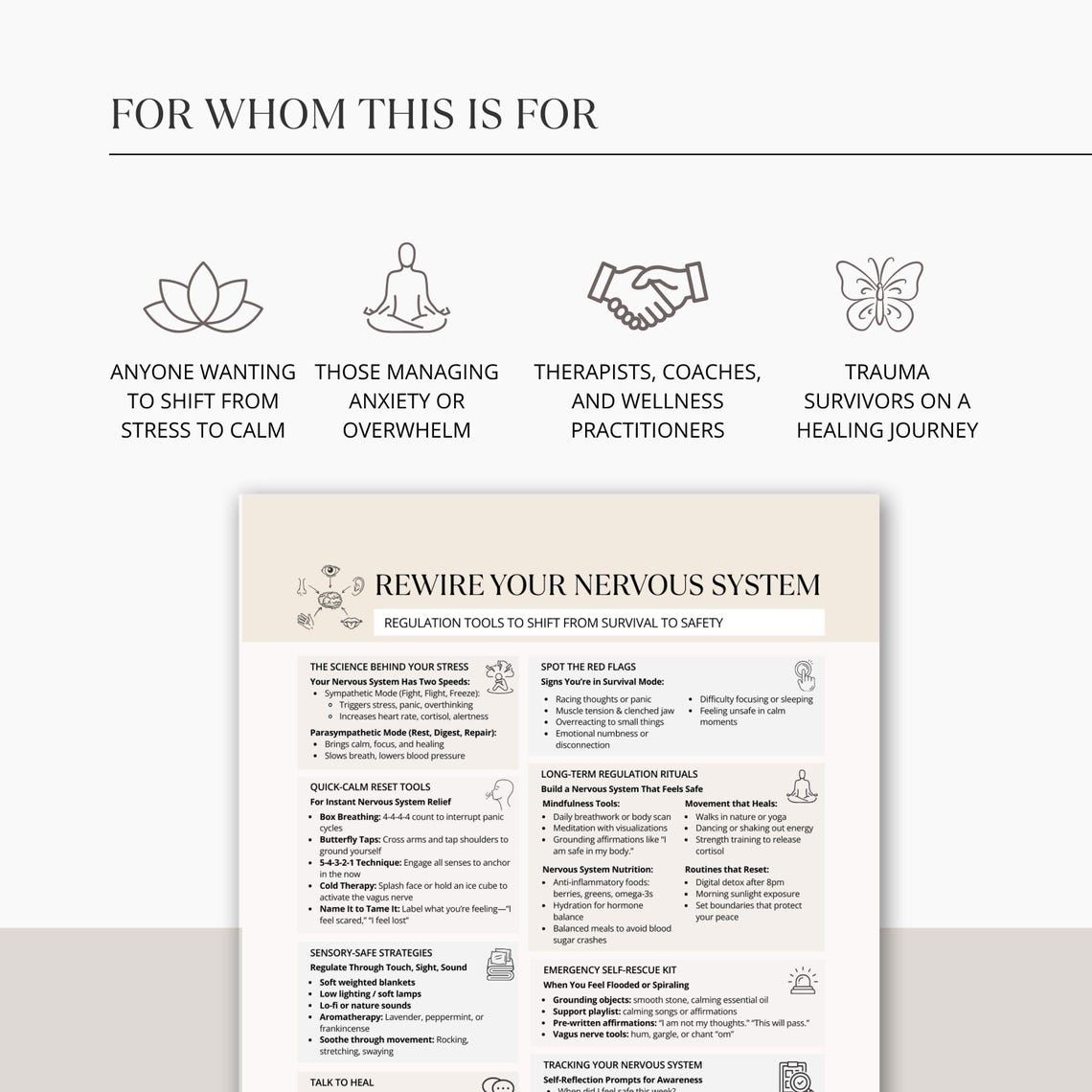 Nervous System Regulation Cheat Sheet, Trauma Healing, Stress Relief ...