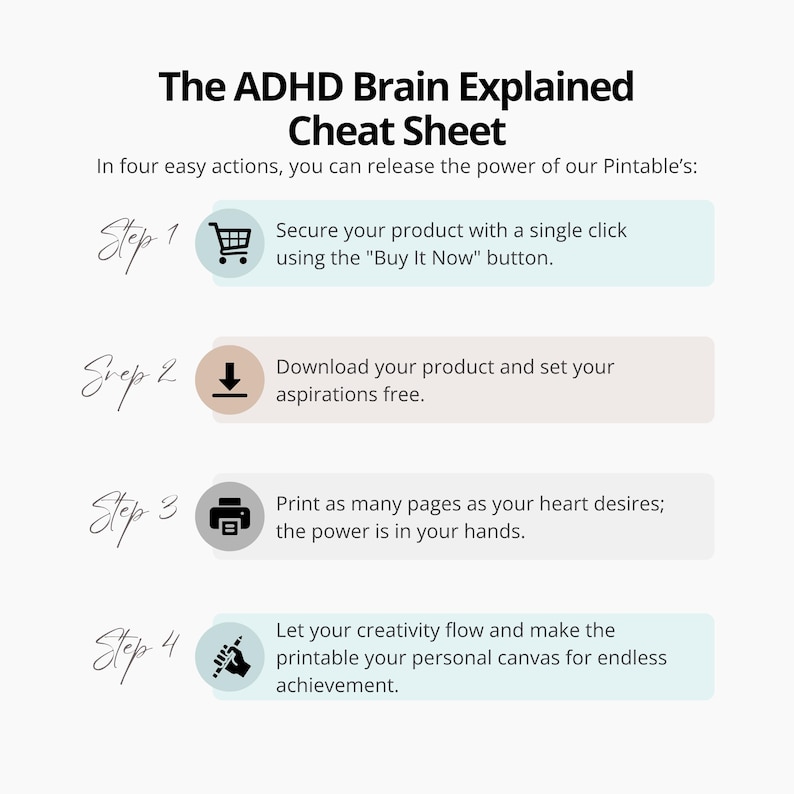 ADHD brain explained visually – printable dopamine and motivation guide for better focus, energy, and brain understanding