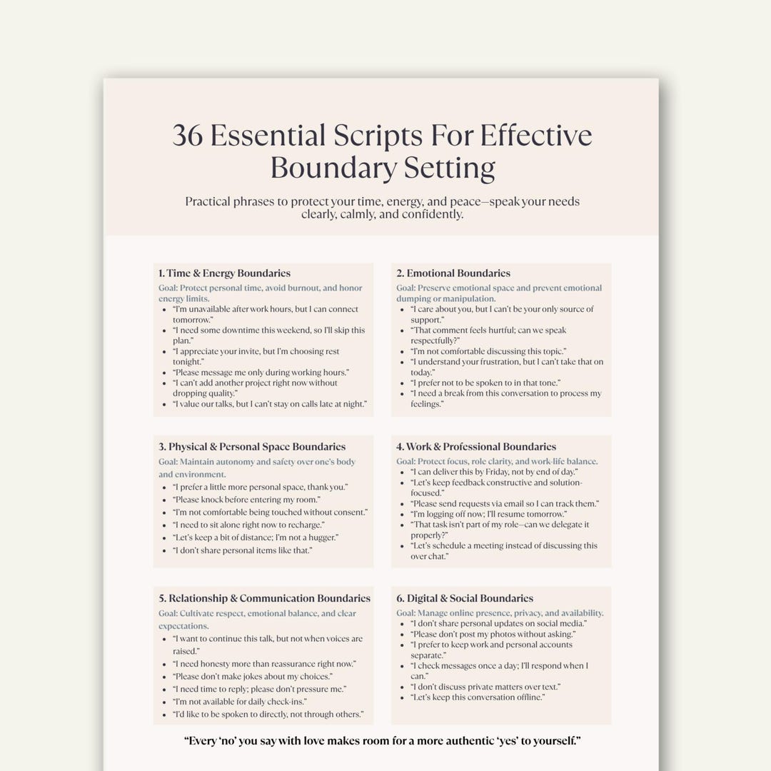 Boundary Setting Scripts Printable, Self Care Communication Cheat Sheet ...
