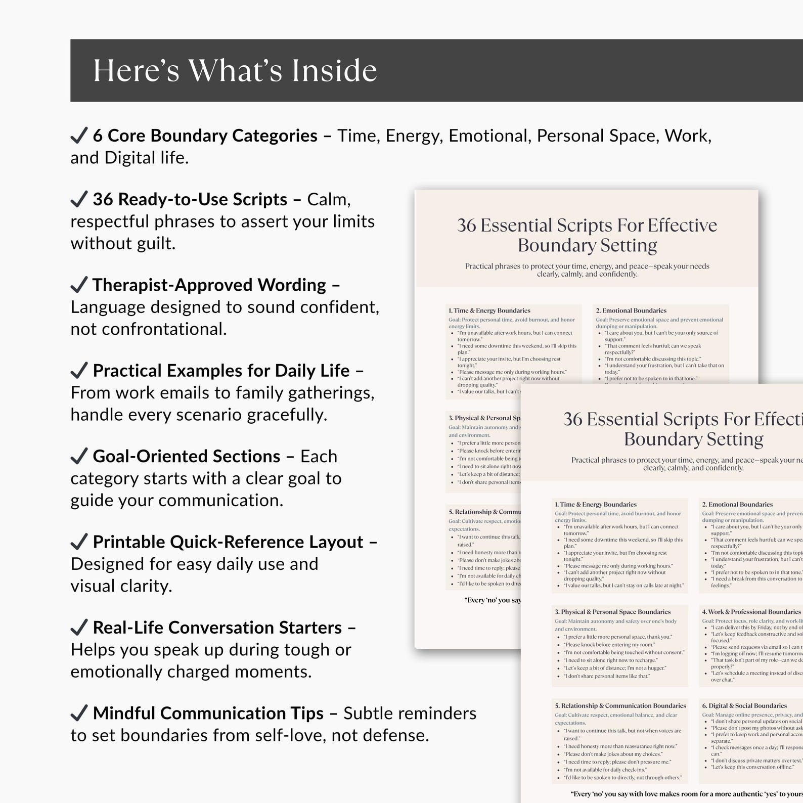 Boundary Setting Scripts Printable, Self Care Communication Cheat Sheet ...