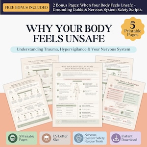 Why Your Body Feels Unsafe Cheat Sheets, Nervous System Regulation, Trauma Response, Hypervigilance Toolkit