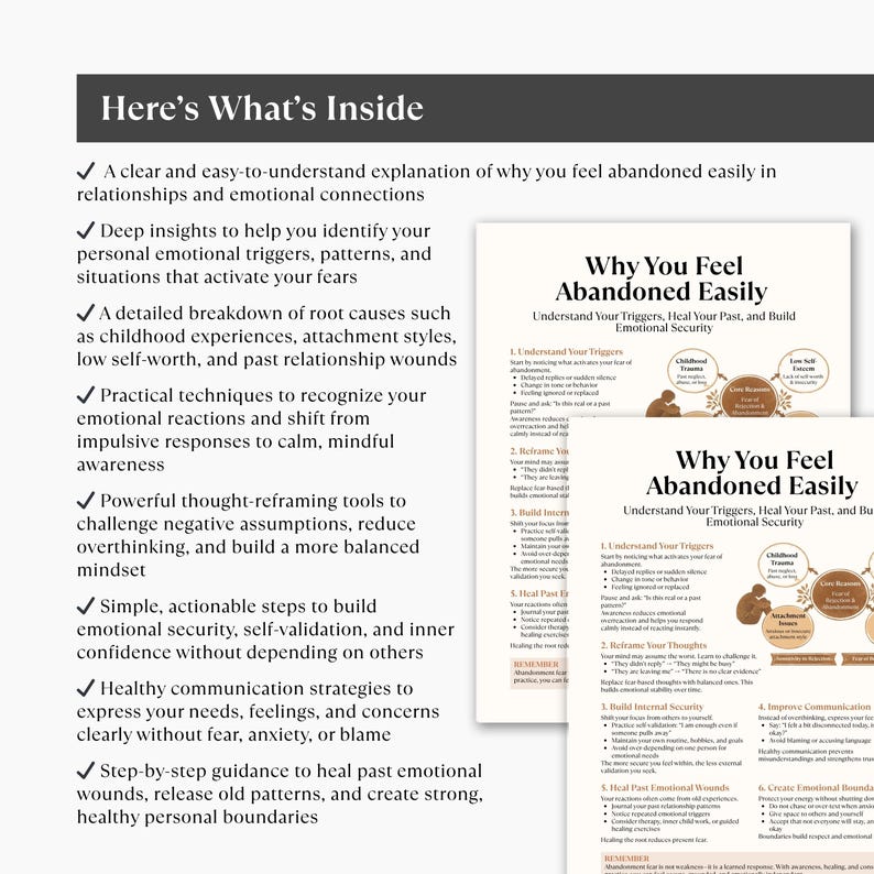 Abandonment Issues Cheat Sheet Printable, Fear of Abandonment, Attachment Style, Emotional Healing Guide image 3