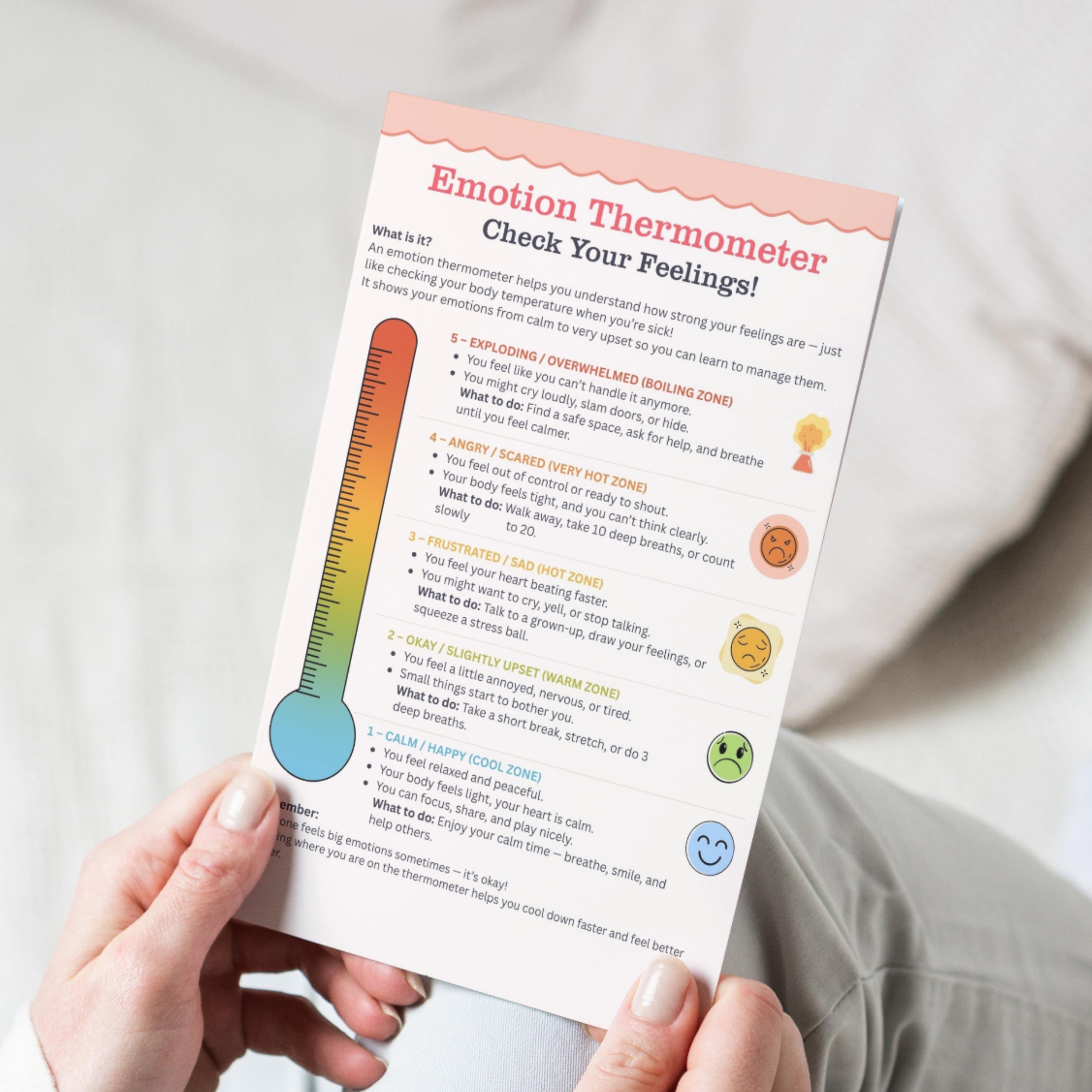 Emotion Thermometer for Kids, SEL Emotional Regulation Printable, Calm ...