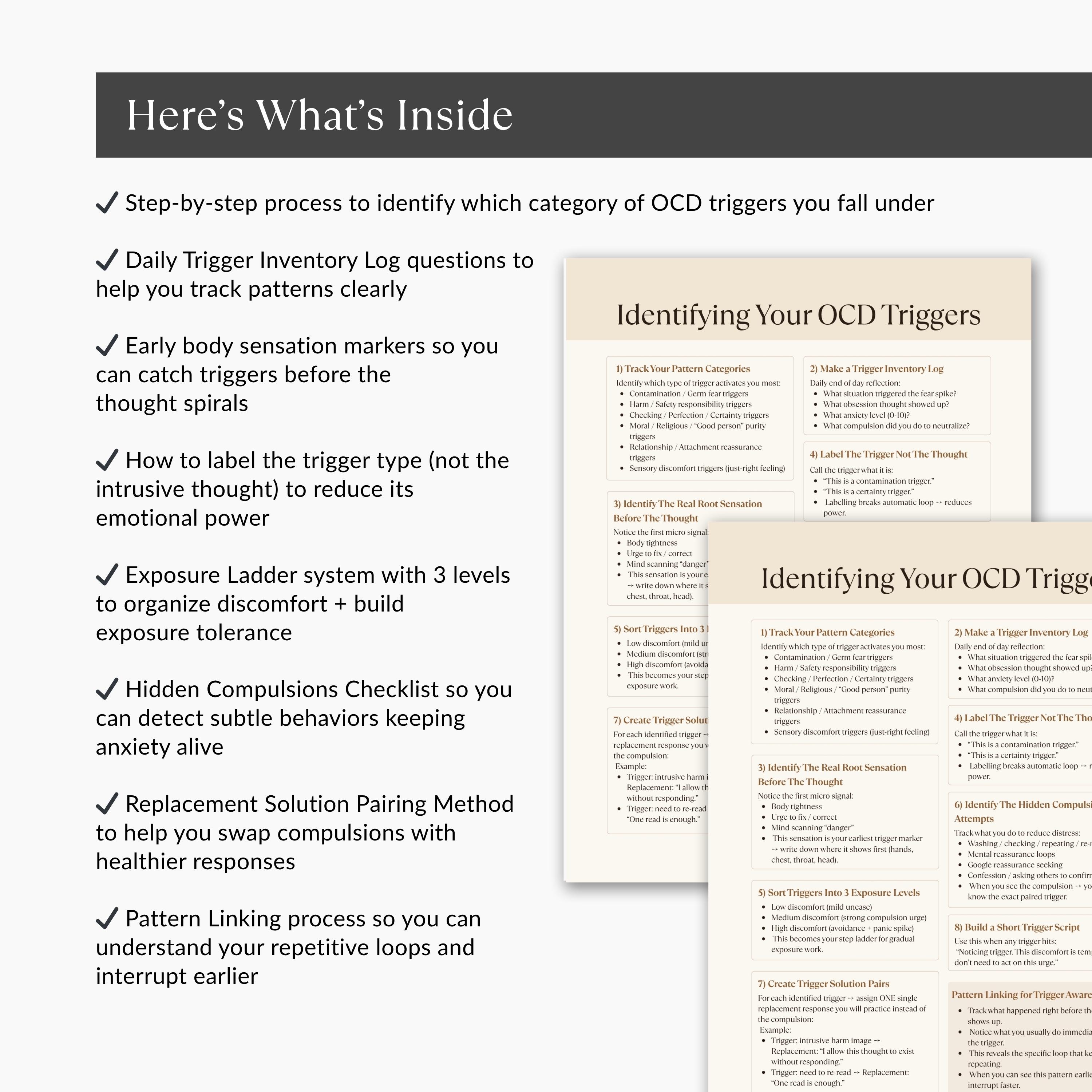 OCD Trigger Identification Cheat Sheet, Intrusive Thoughts and Anxiety ...