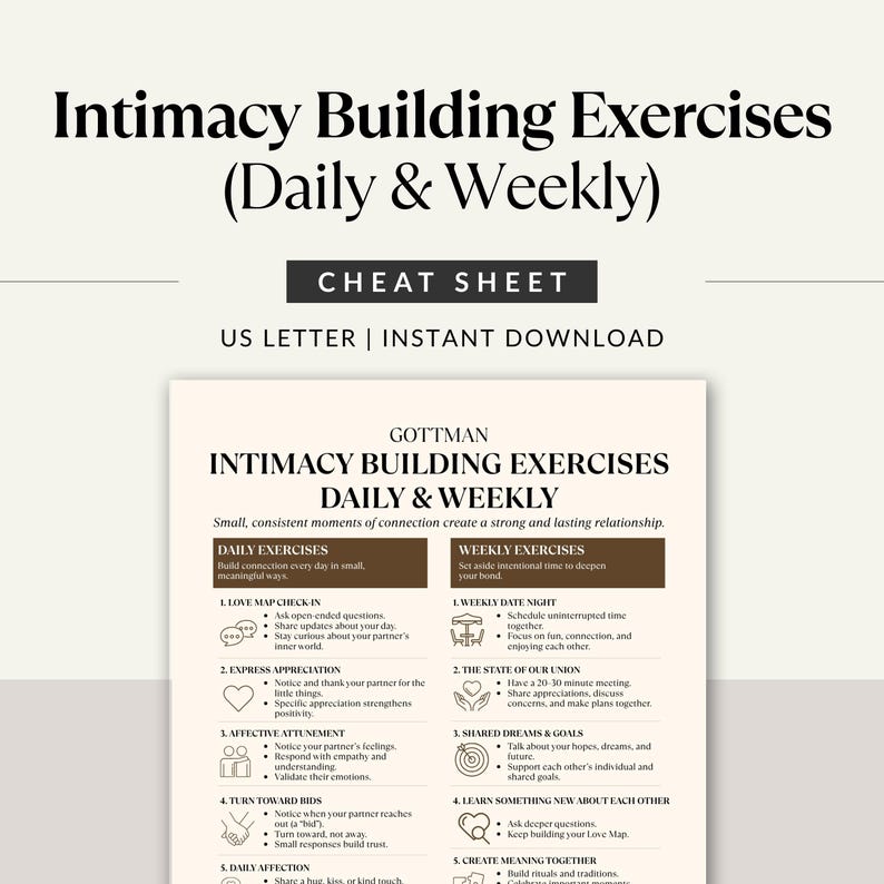 Gottman Intimacy Building Exercises Printable, Couples Therapy ...