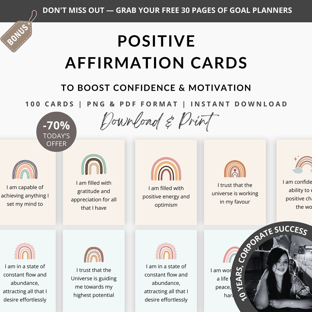 Positive Affirmation Cards Printable, Self Love and Confidence Boost ...