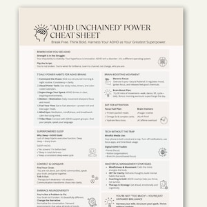 ADHD Focus Cheat Sheet: Neurodivergent Productivity Toolkit (Printable PDF)