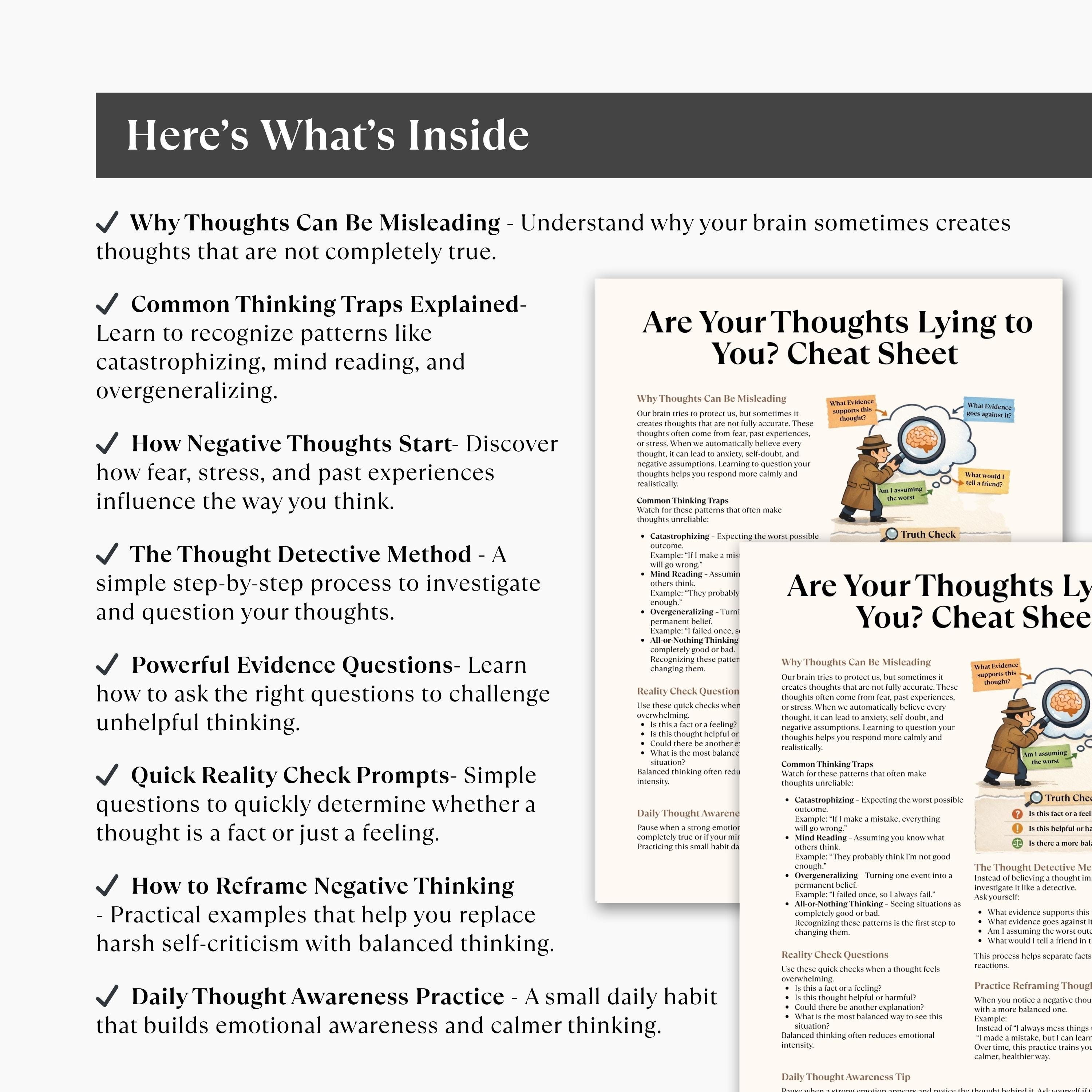 Uncover cognitive traps with this CBT cheat sheet.