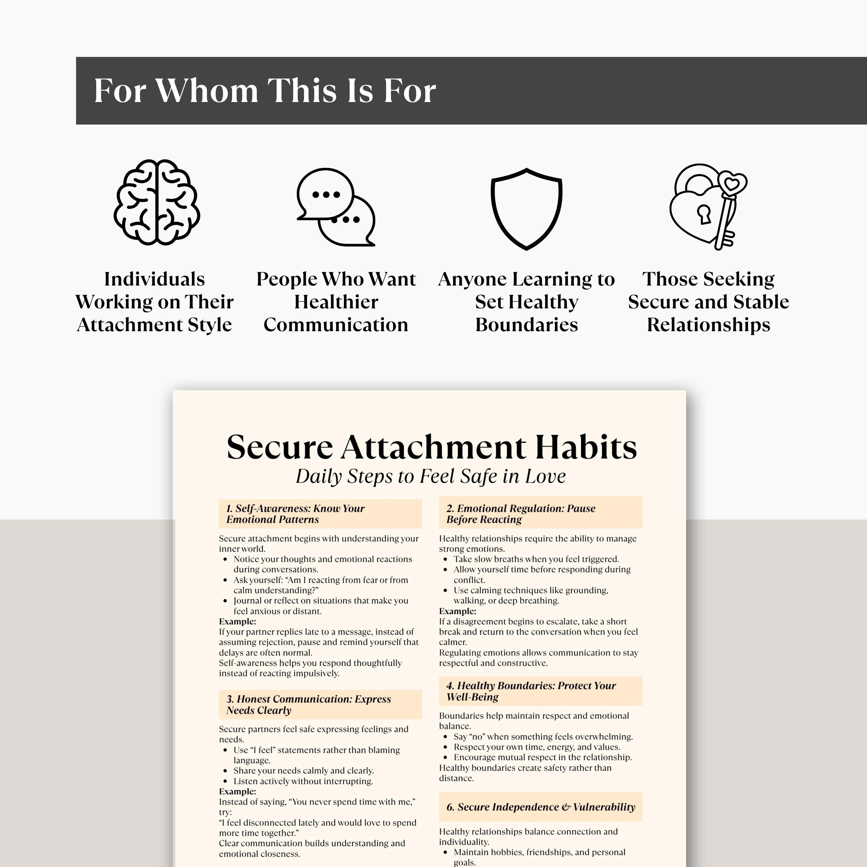 Secure Attachment Habits Cheat Sheet, Attachment Style Therapy ...