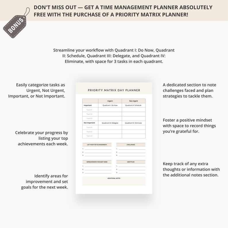 Priority Matrix Planner for Productivity Strategies Daily Task ...