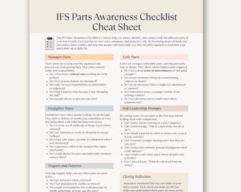 IFS Parts Awareness Checklist, Internal Family Systems Therapy Worksheet (PDF)