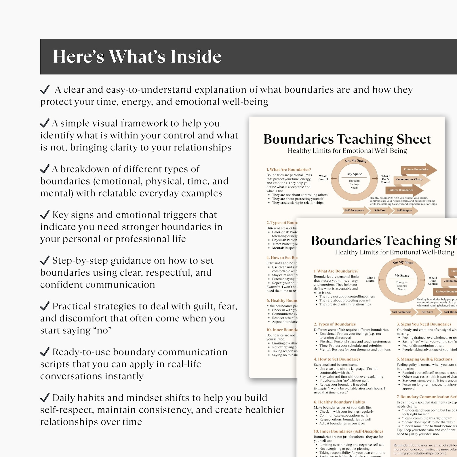 Boundaries Cheat Sheet Printable, Set Healthy Limits, Stop People ...