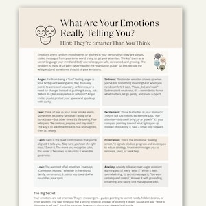What are your Emotions really Telling you Cheat Sheet, Emotional Awareness Guide, Decode Feelings, Mental Health and Therapy Printable