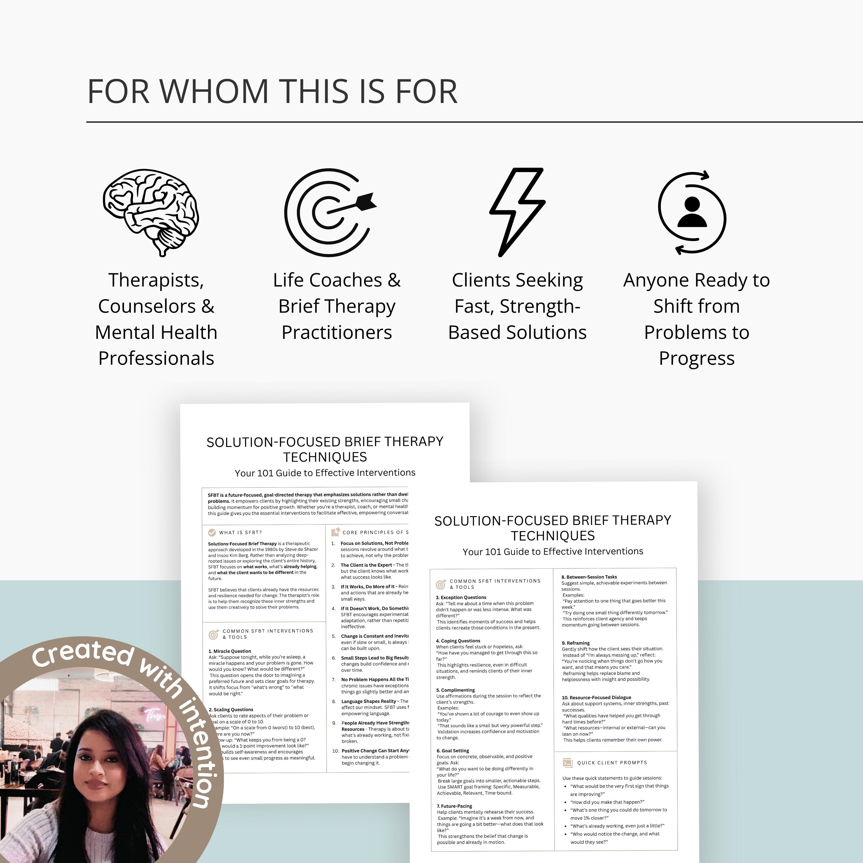 Solution Focused Brief Therapy Techniques Cheat Sheet, SFBT ...