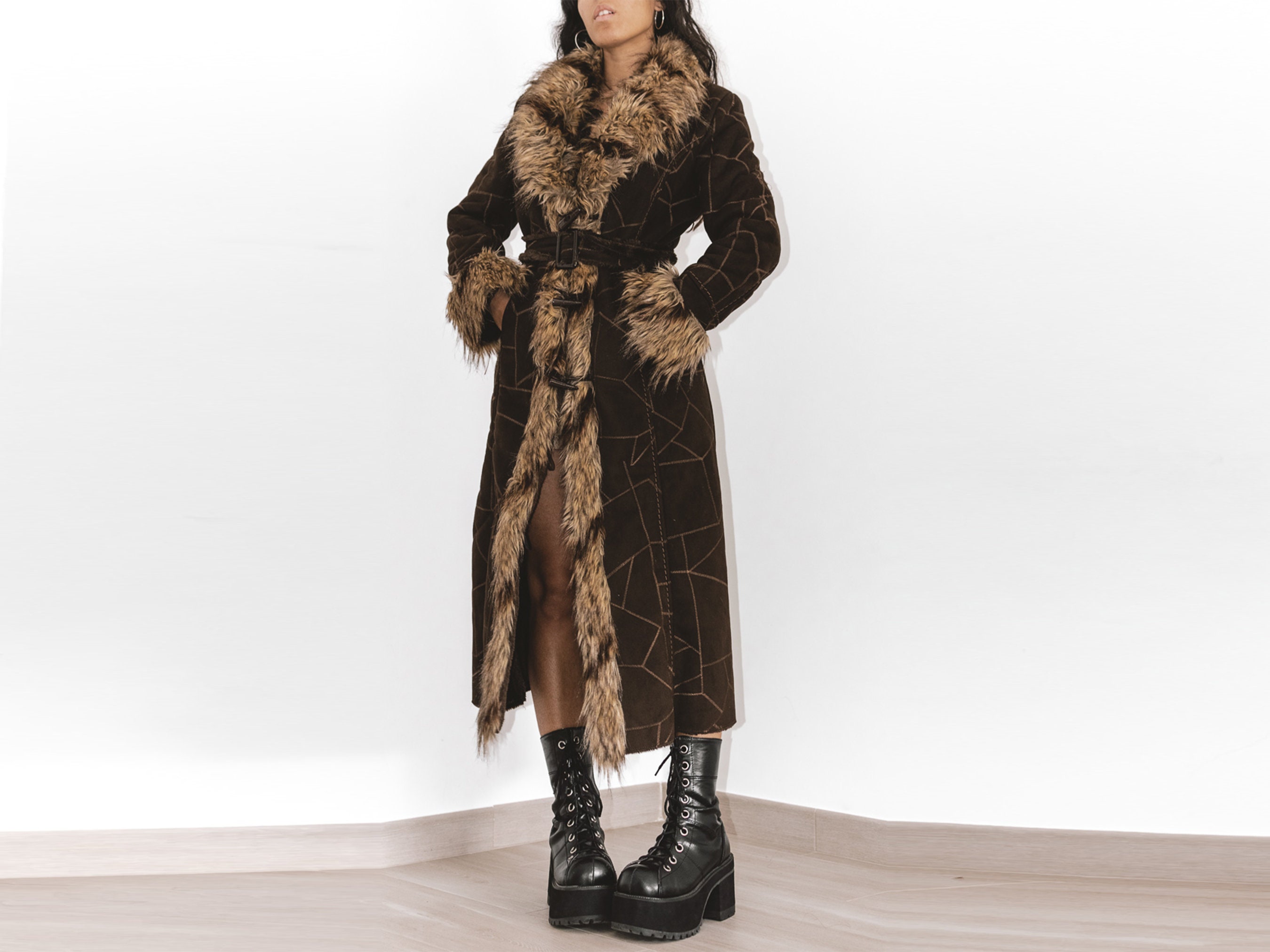 00s civarize fur coated mod coat jacket