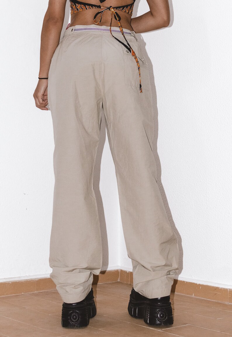 Prada Vintage Y2k Cargo Pants Wide Leg in Beige Gorpcore High Waisted Designer Pants Harajuku Utility Loose fit Pants Trousers Techwear image 4