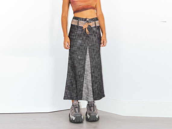 Vintage Long Denim Y2k Skirt - High Waisted Midi … - image 1