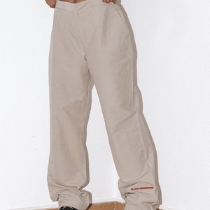 Prada Vintage Y2k Cargo Pants Wide Leg in Beige Gorpcore High Waisted Designer Pants Harajuku Utility Loose fit Pants Trousers Techwear image 3