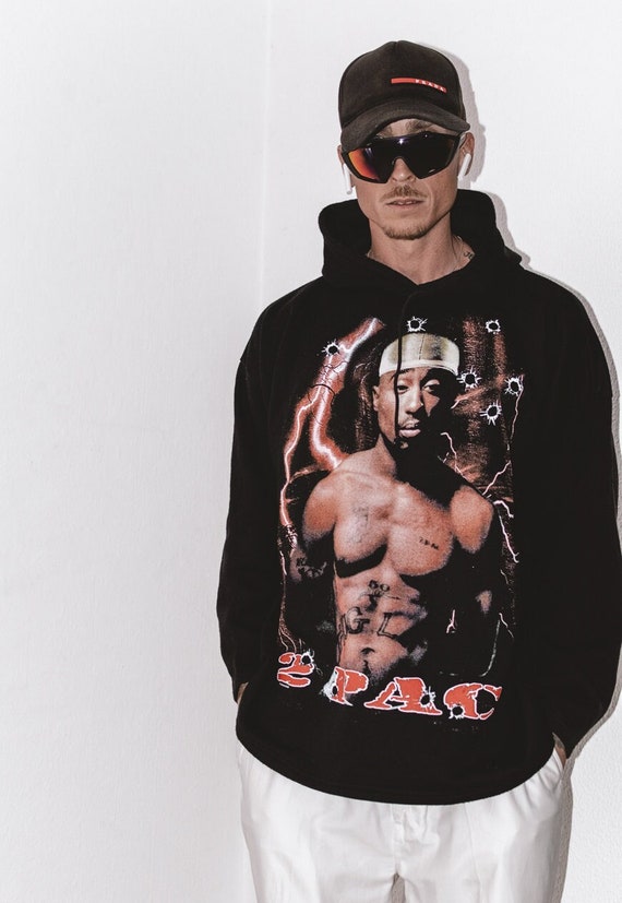 Vintage Rare Double Printed Tupac Hoodie Long Sleeves Rap Tee Gift for Him Hip Hop Sweatshirt Vintage Rapper Clothes Concert Shirt Etsy