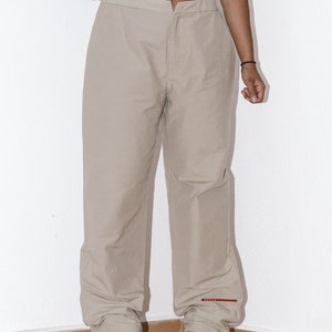 Prada Vintage Y2k Cargo Pants Wide Leg in Beige Gorpcore High Waisted Designer Pants Harajuku Utility Loose fit Pants Trousers Techwear image 5