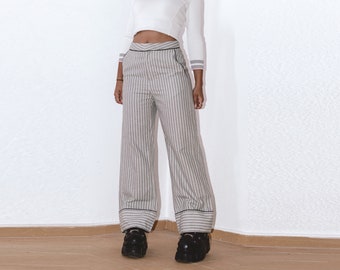 Martin Margiela Palazzo Pantalones Contemporáneos de Talle Alto - Pantalones Sueltos Hechos en Italia para Mujer - Pantalones Vintage de Lujo Ligeros