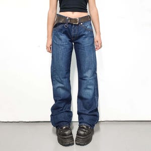 Y2k Miss Sixty Baggy Tapered High Low Jeans - Straight Leg Trousers Unisex - Size L - 2000s Clothing