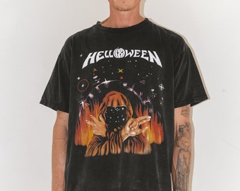 Collectible Helloween 90s German Metal Band Shirt Graphic Tee Vintage  - Rock Band Tshirt in Black - Grunge Clothing - Rock Music Gift