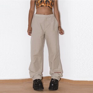 Prada Vintage Y2k Cargo Pants Wide Leg in Beige Gorpcore High Waisted Designer Pants Harajuku Utility Loose fit Pants Trousers Techwear image 1