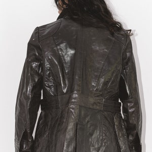 Y2k Zip Up Vintage Leather High Neck Jacket in Brown image 6