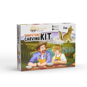 Fox Soapstone Carving Kit and Whittling, Carve Your Own Sculpture for Girls, Kids, Boys, Adults 8+ Years –Teen Gift - DIY Arts and Crafts