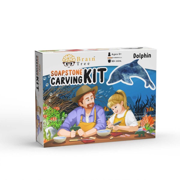 Delfin Speckstein Carving Kit und Whittling, schnitzen Sie Ihre eigene Skulptur für Mädchen, Kinder, Jungen, Erwachsene 8+ Jahre -Teen Geschenk -DIY Arts and Crafts