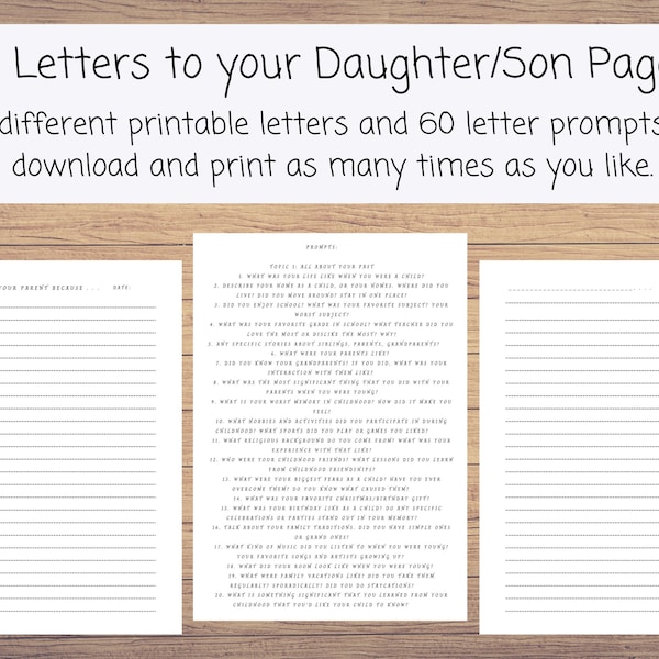 Letters to My Child Printable Journal Pages Bundle, Letters Printable Instant Download, Letters to my Son, Letters to my Daughter, Memories