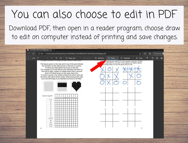 Edit on computer with PDF reader.